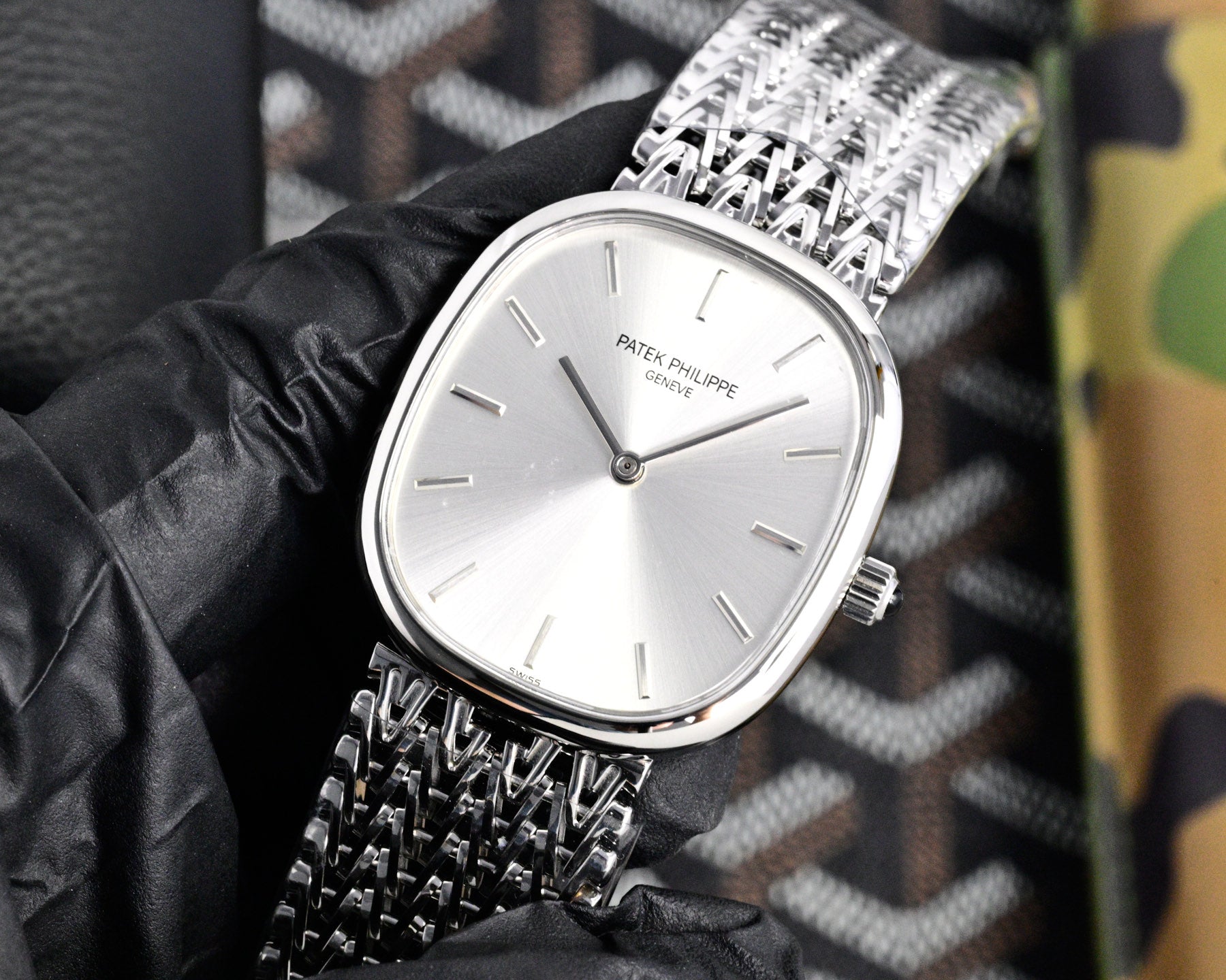 Patek Philippe Golden Ellipse 27mm Silver Dial Steel Strap