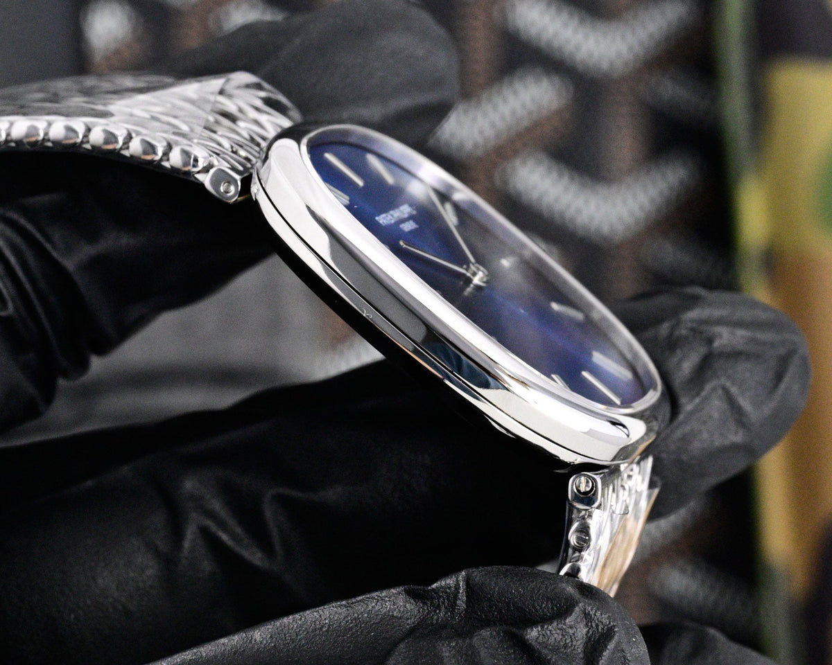 Patek Philippe Golden Ellipse 27mm Blue Dial Steel Strap