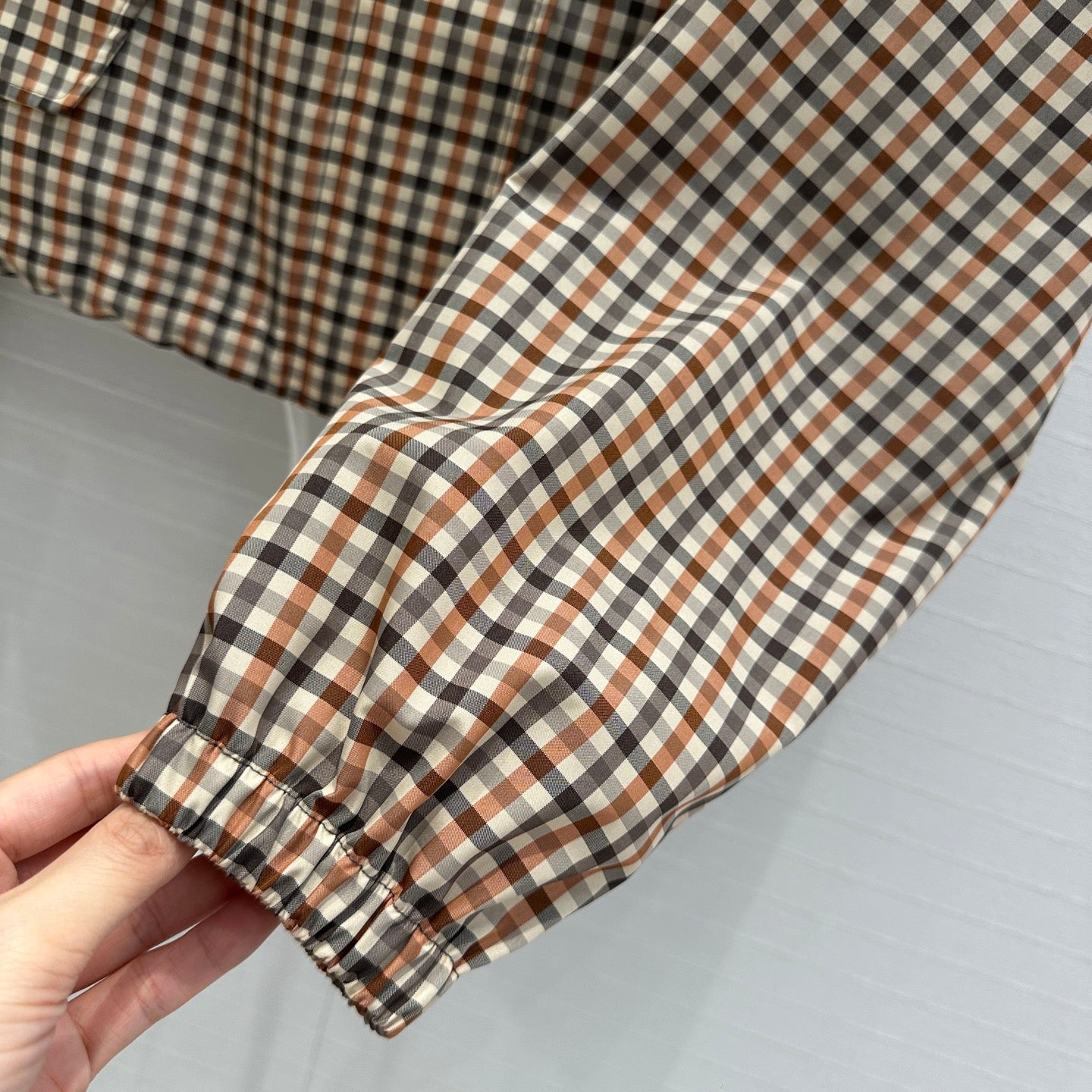 Miu Miu Pattern Hooded Jacket Beige Brown Polyester