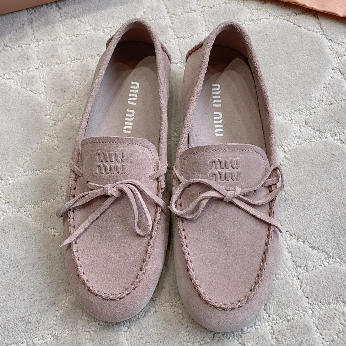 Miu Miu 2026 Bow-Tie Flat Shoe Suede 977033