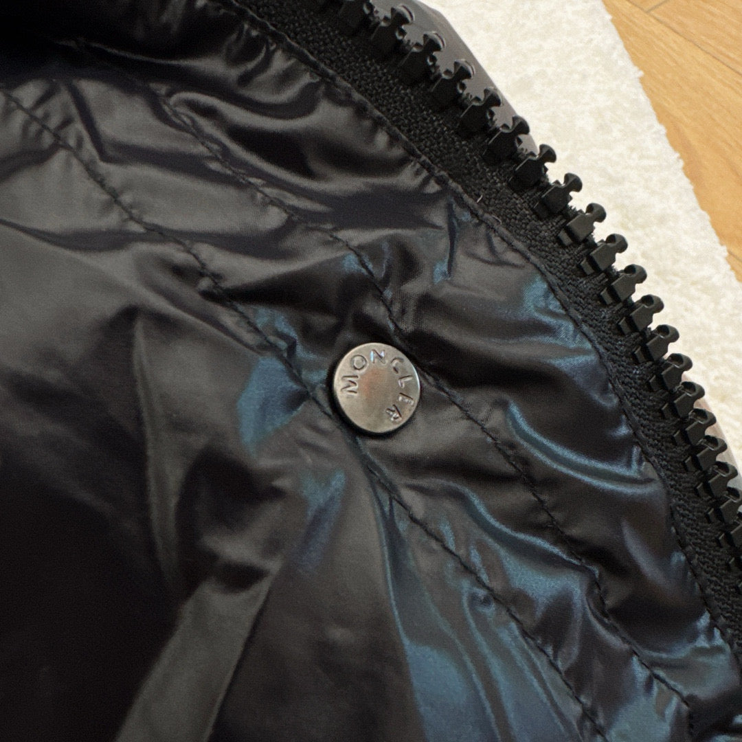 Moncler 2025 Cavettaz Long Coat Black Nylon Down