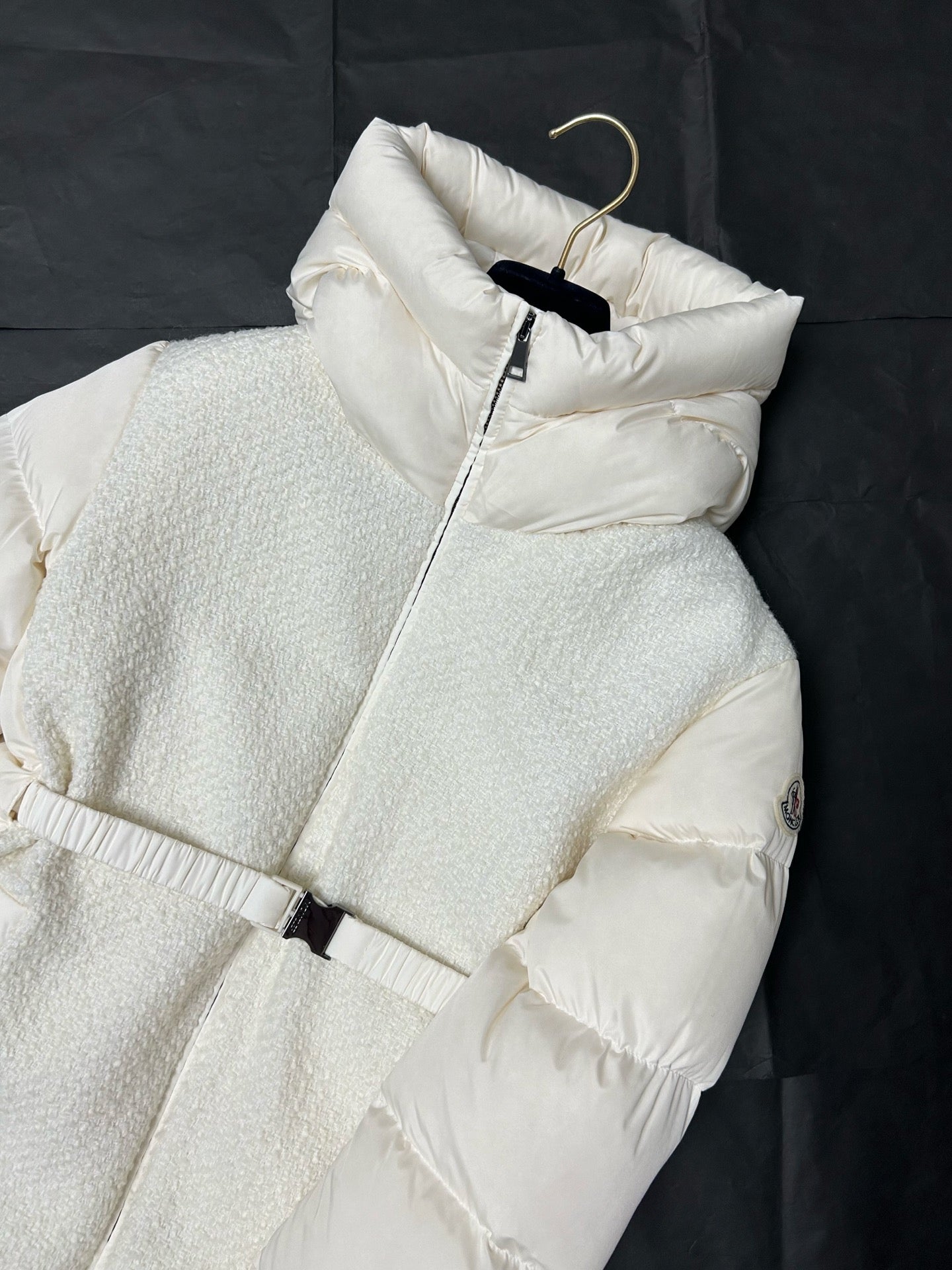 Moncler 2025 Caille Long Down Coat White Wool