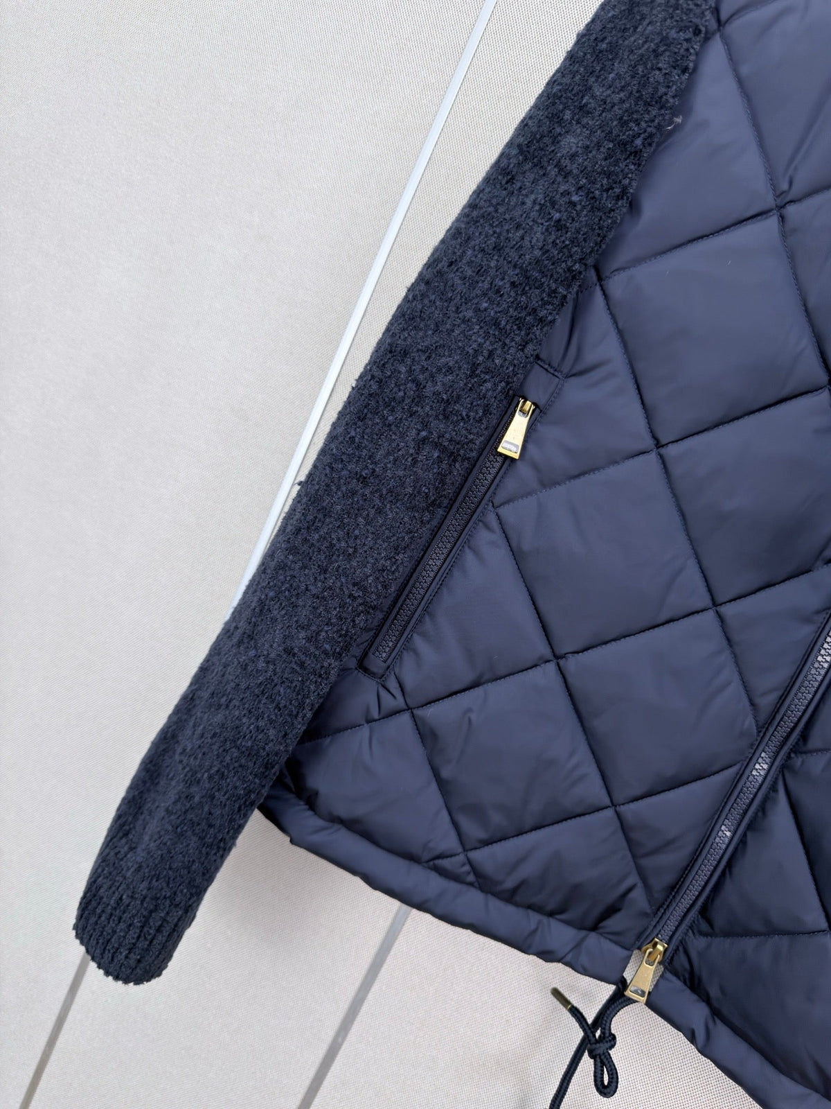 Moncler 2026 Padded Zip-Up Cardigan Navy Blue Cotton Blend