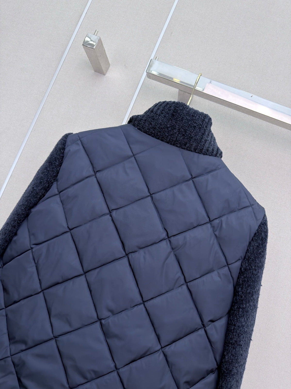 Moncler 2026 Padded Zip-Up Cardigan Navy Blue Cotton Blend
