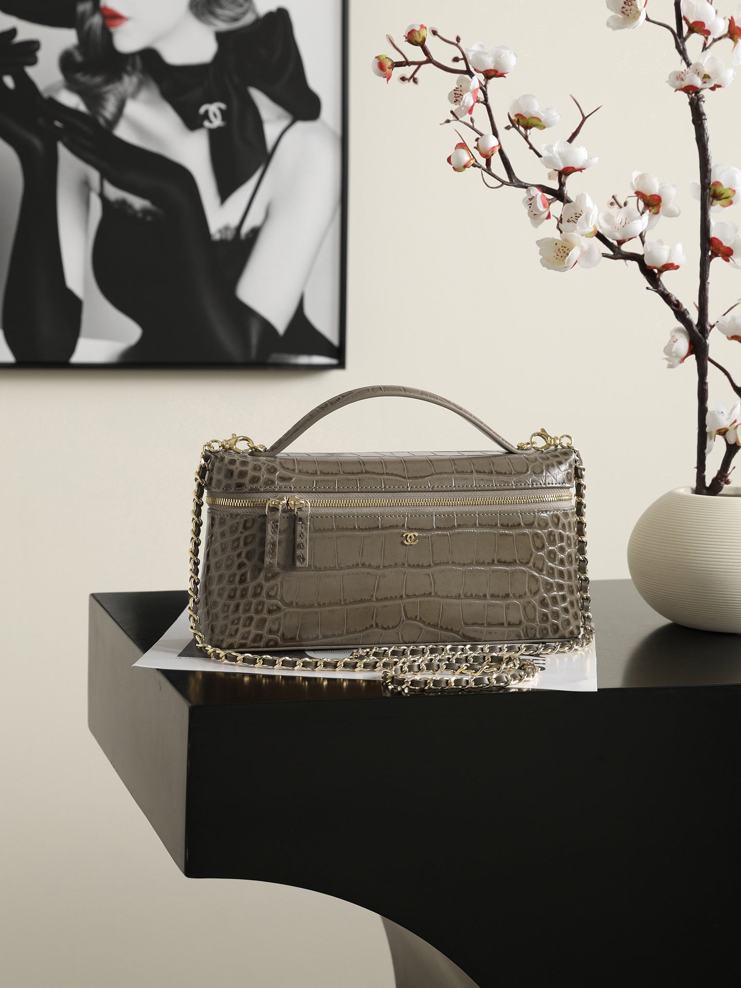 Chanel 2026 Crocodile Embossed Vanity Bag 25cm Leather