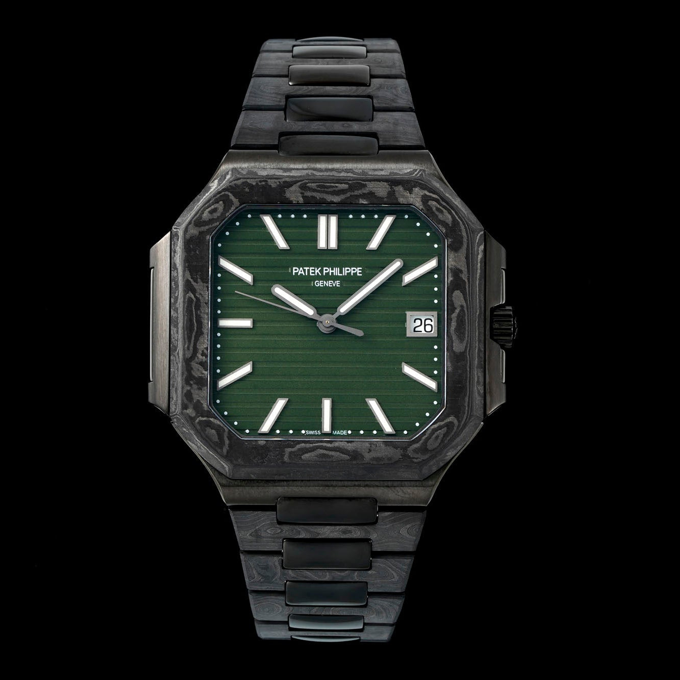 Patek Philippe Cubitus 45mm Black Carbon Fiber Case Green Dial