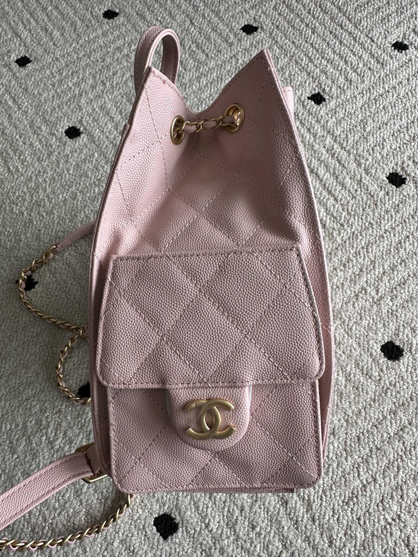 Chanel 2025 Backpack 23cm Pink Grained Calfskin 318275
