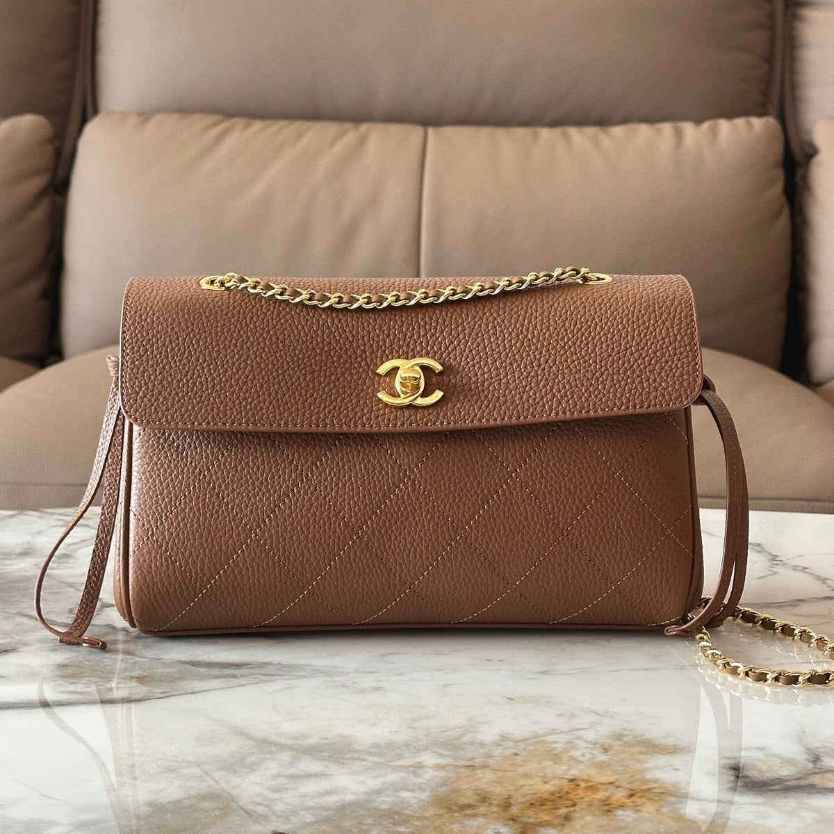 Chanel 2026 Baguette Flap Bag 29cm Gold Hardware Suede Cowhide Tweed 407089