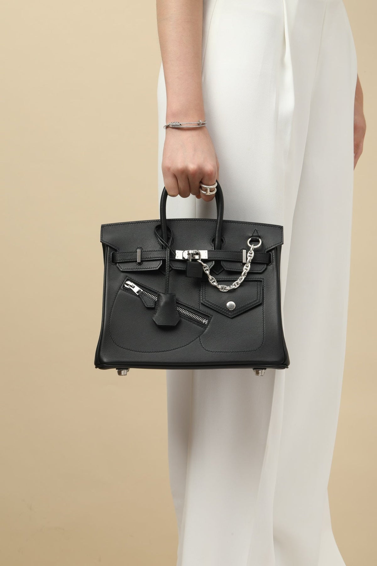 High-end Hermes 2026 Birkin Rock Bag 25cm Black Volupto Calfskin