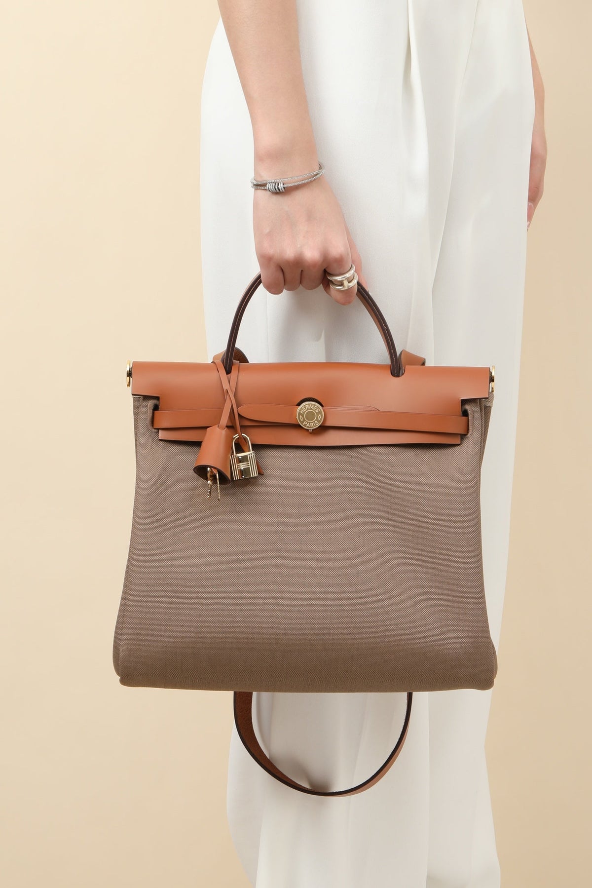 High-end Hermes 2026 Herbag Zip 31cm Hunter Leather And Canvas