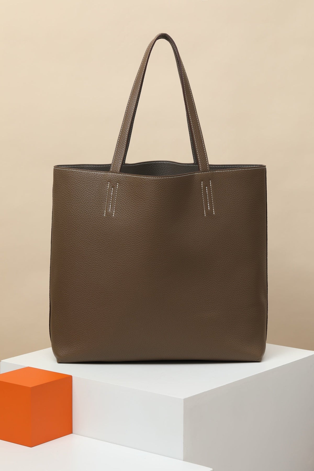 High-end Hermes 2026 Double Sens Tote Bag 35cm Clemence Leather