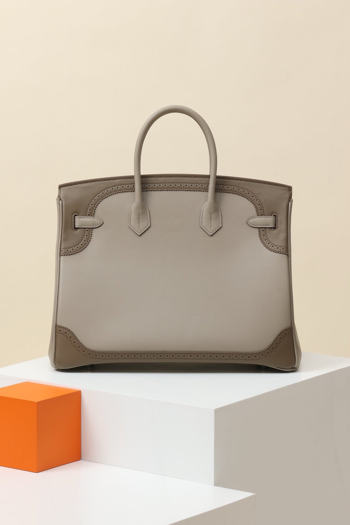 High-end Hermes 2026 Birkin Ghillies 35 Bag Elephant Gray/Diamond Gray Swift Leather