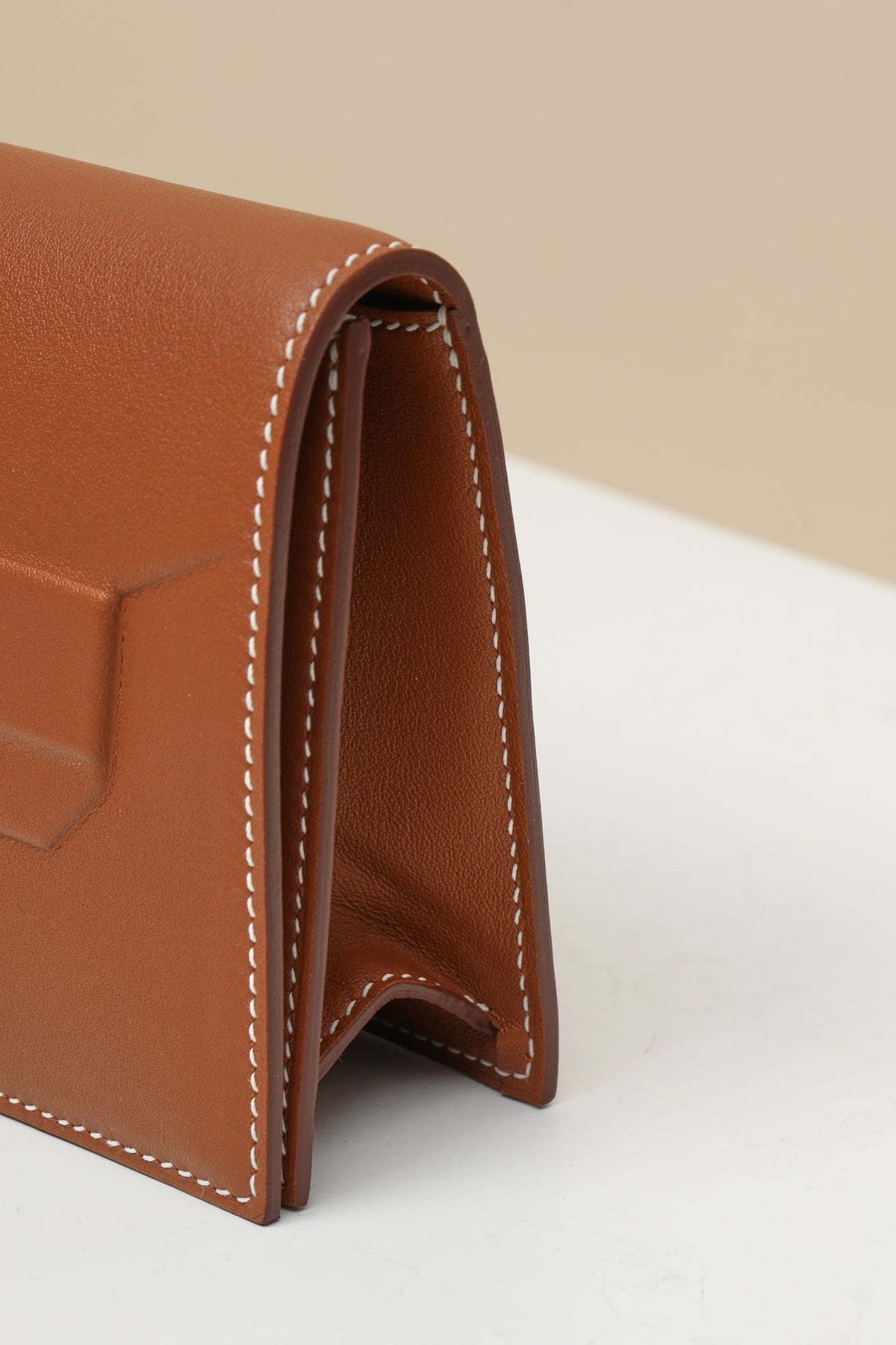 High-end Hermes 2026 Shadow Birkin Cut Clutch 29cm Golden Brown Swift Leather