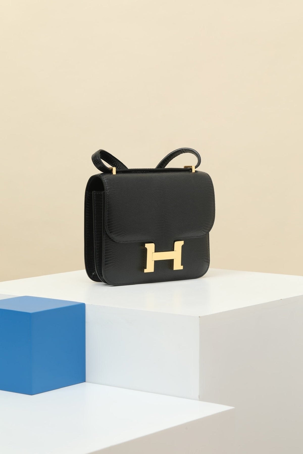 High-end Hermes 2026 Constance Bag 18cm Black Lizard Skin