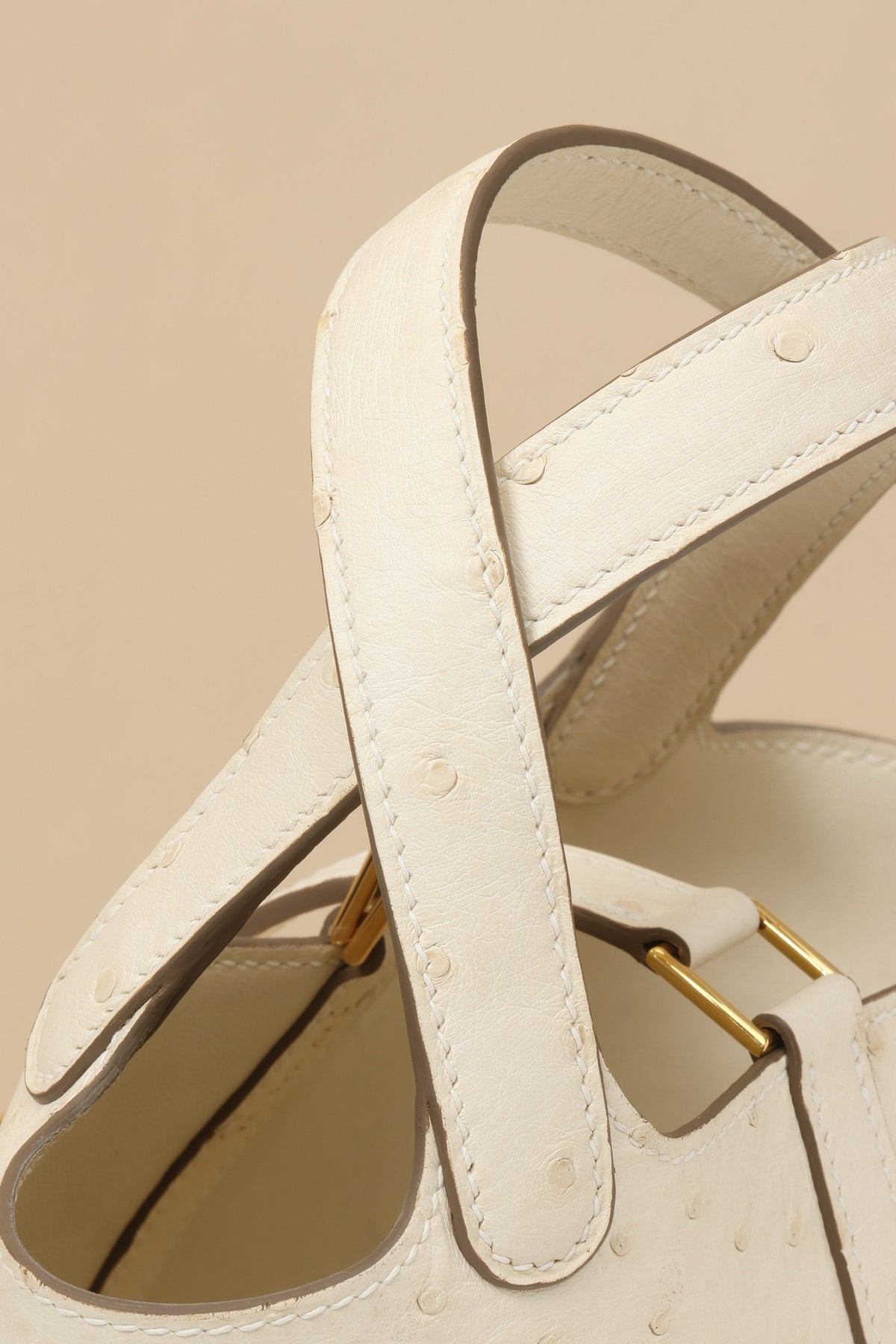 High-end Hermes 2026 Picotin Lock 14 Bag Cream White Ostrich Leather