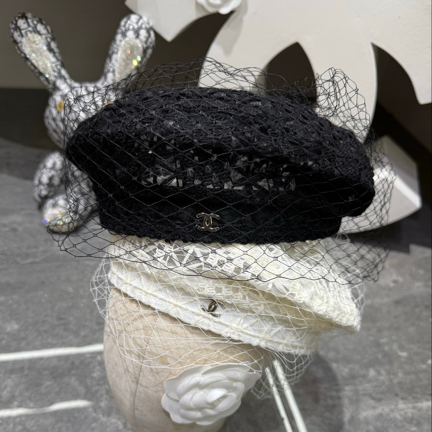 Chanel Lace Mesh Beret 413052