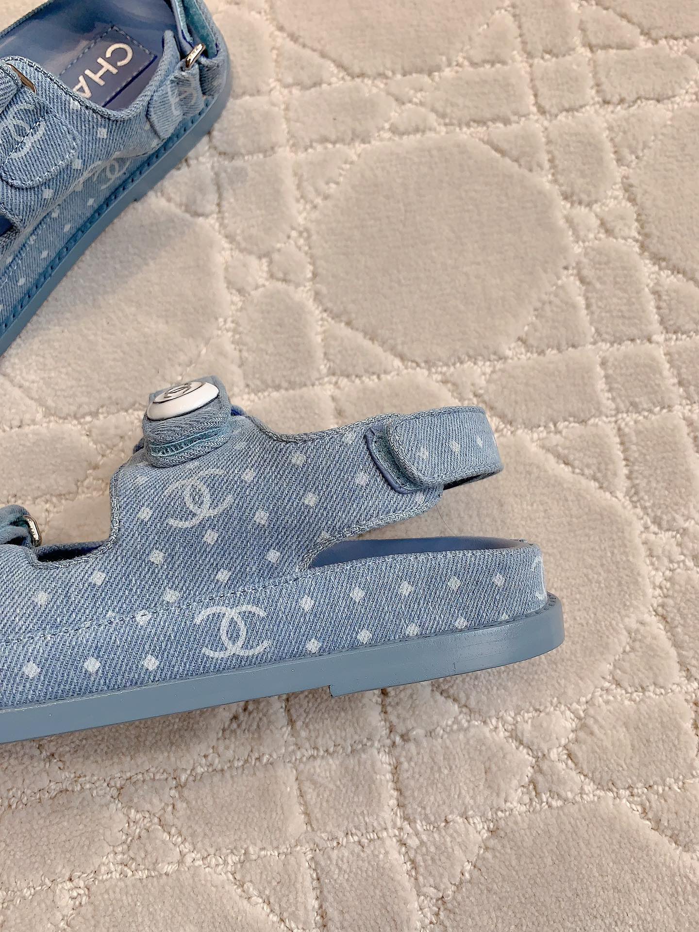 Chanel 2026 Printed Velcro Dad Sandals Fabric 977458