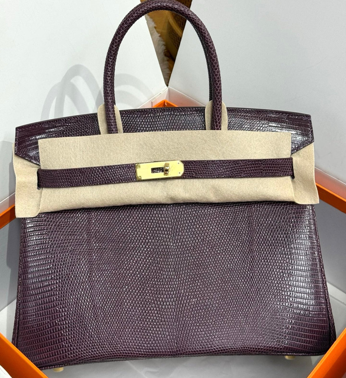 High-end Hermes 2026 Birkin Bag 30cm Deep Plum Lizard Skin