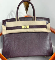 High-end Hermes 2026 Birkin Bag 30cm Deep Plum Lizard Skin
