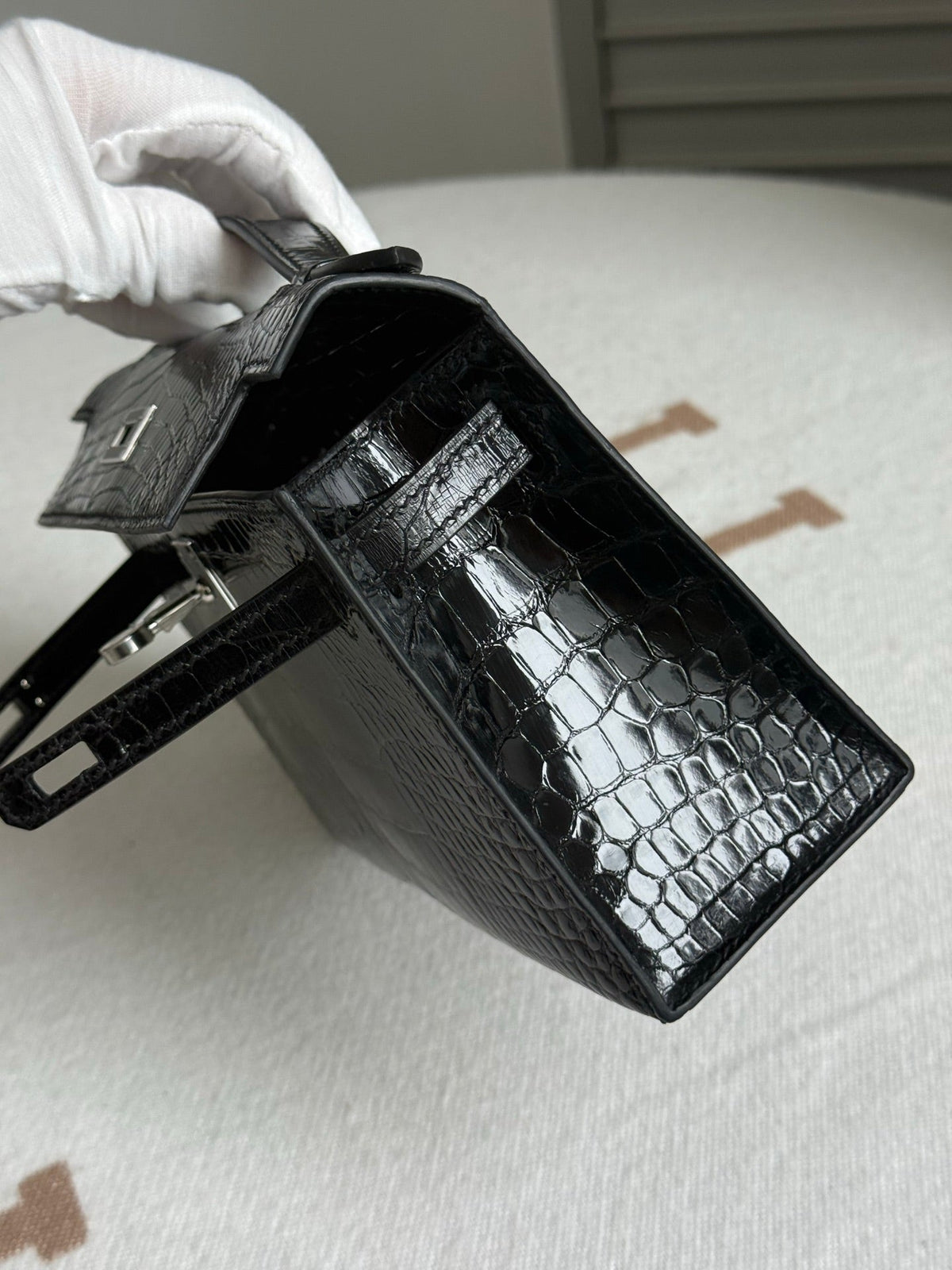 High-end Hermes 2026 Kelly Pochette Bag 22cm Glossy Crocodile Leather