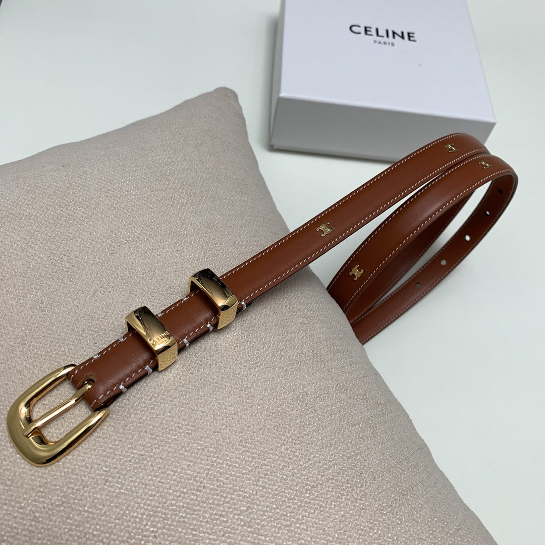 CEL 18mm Gold Belt Brown Cowhide 176689