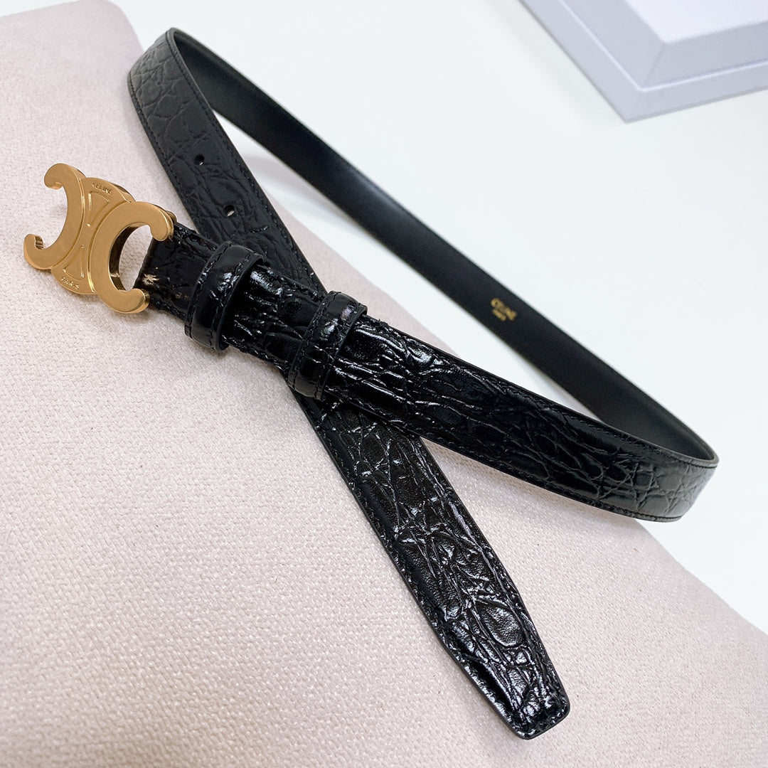 CEL Gold Buckle Belt 18mm Calfskin 176670