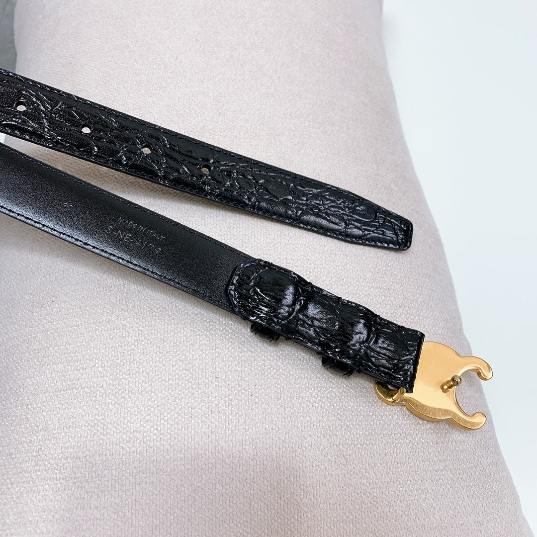 CEL 25mm Triomphe Belt Black Alligator Leather 176670