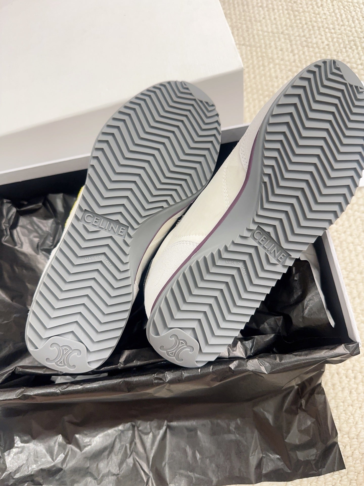 Celine 2026 Racer Sneakers Gray White Suede Fabric 103346