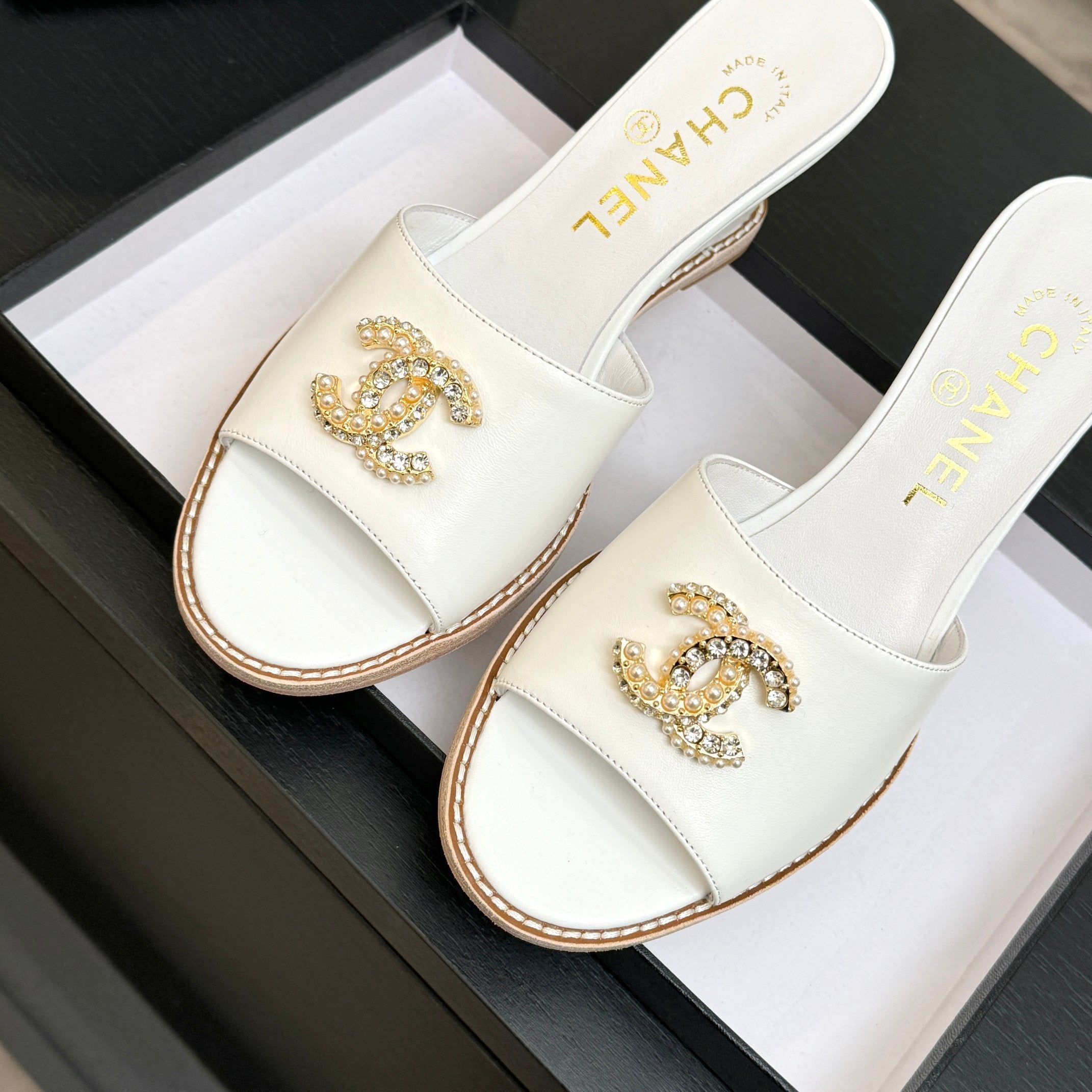 CC 2026 Wedge Sandals 65 White Lambskin 667771