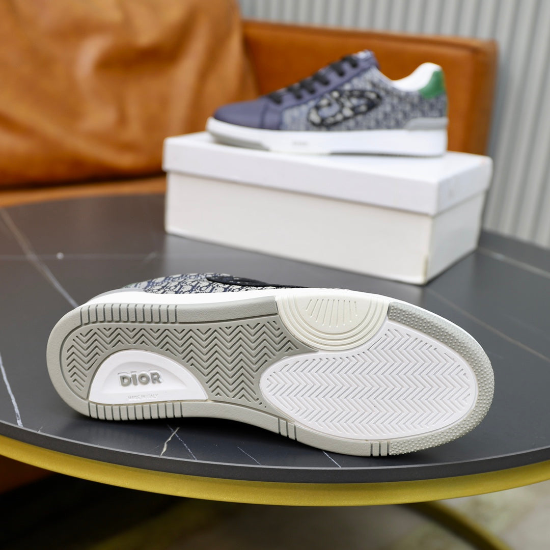 CD LOW TOP BASIC SNEAKER NAVY AND BEIGE JACQUARD