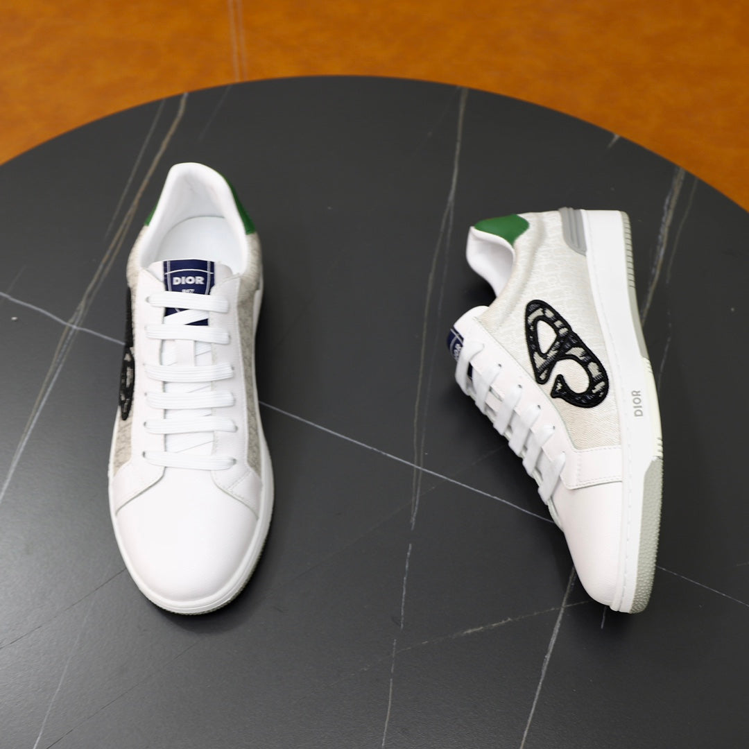 CD LOW TOP BASIC SNEAKER WHITE CALFSKIN AND JACQUARD