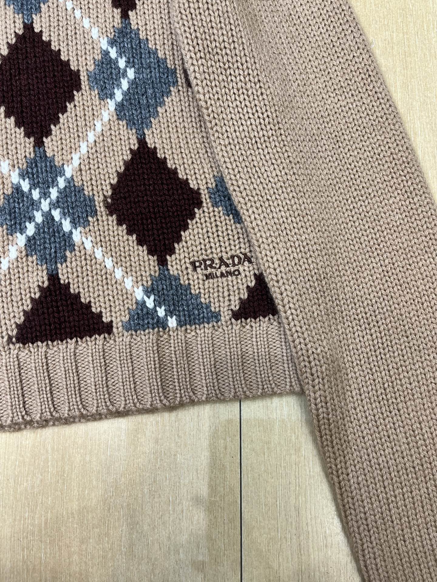 Prada 2025 Quilted Sweater Brown mix Colors Wool Cashmere