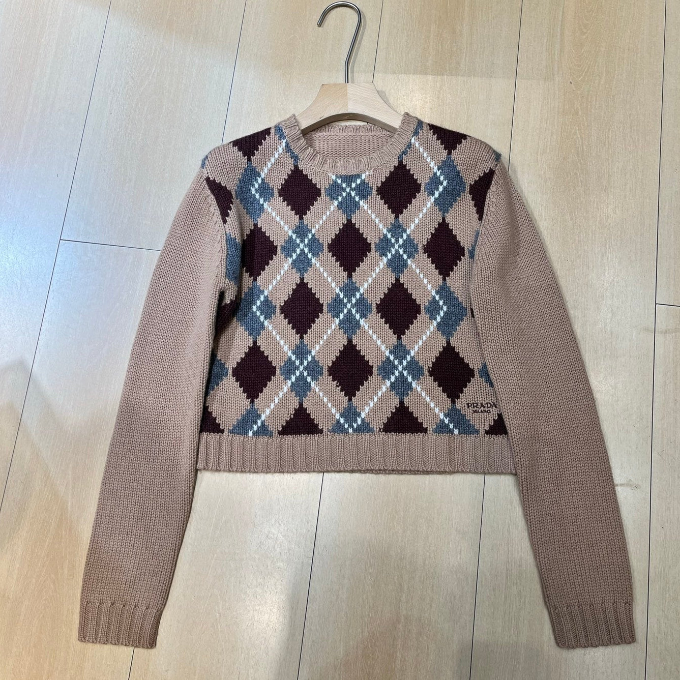 Prada 2025 Quilted Sweater Brown mix Colors Wool Cashmere