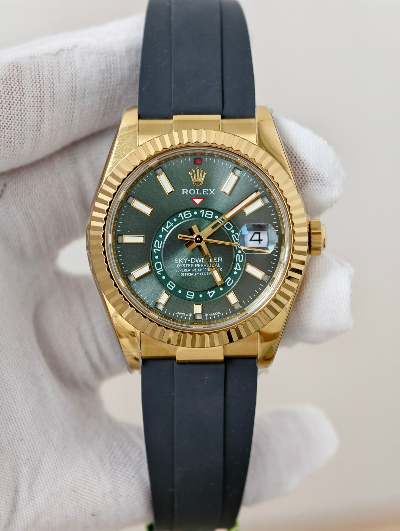 Rolex Sky-Dweller 42mm Gold Case Green Dial