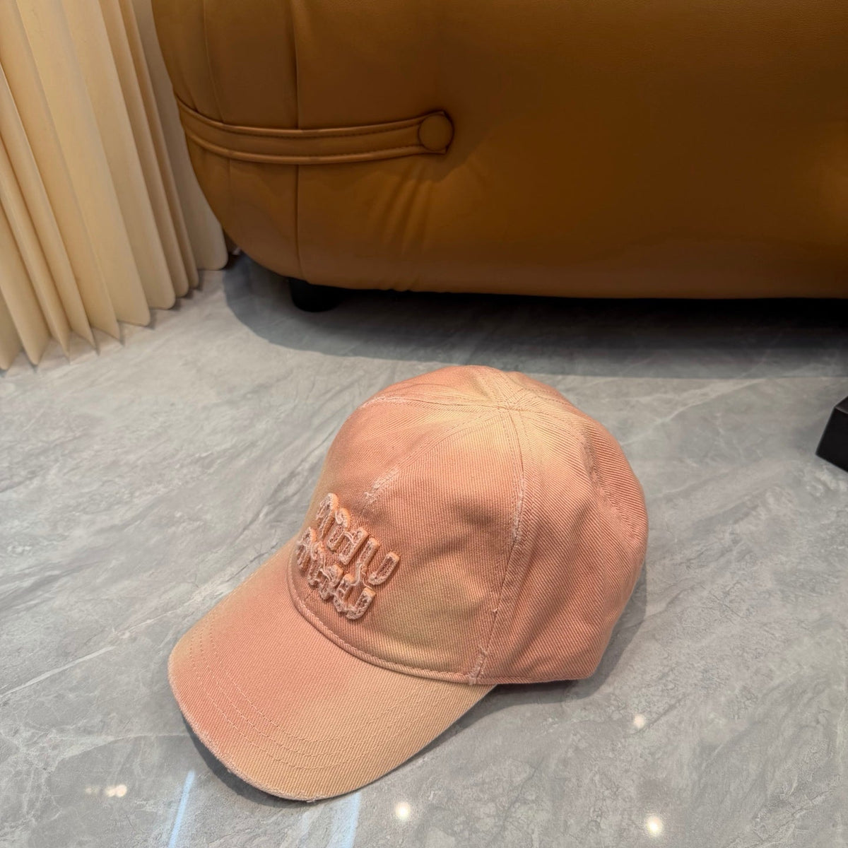 Miumiu Logo-embroidered Distressed Baseball Cap 413112