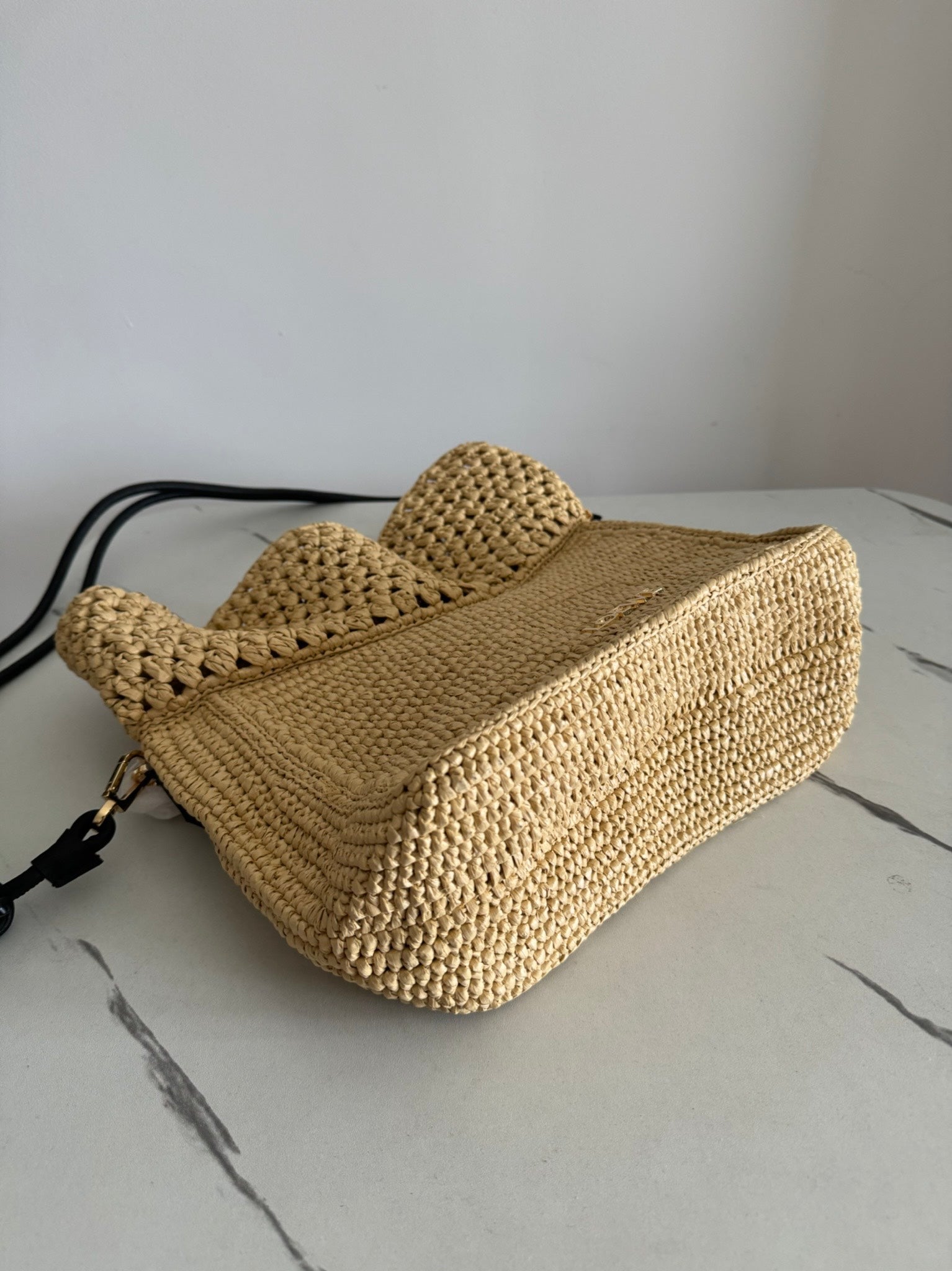 Loewe 2025 Ola 26 Bag Beige Black Raffia Calfskin 274681