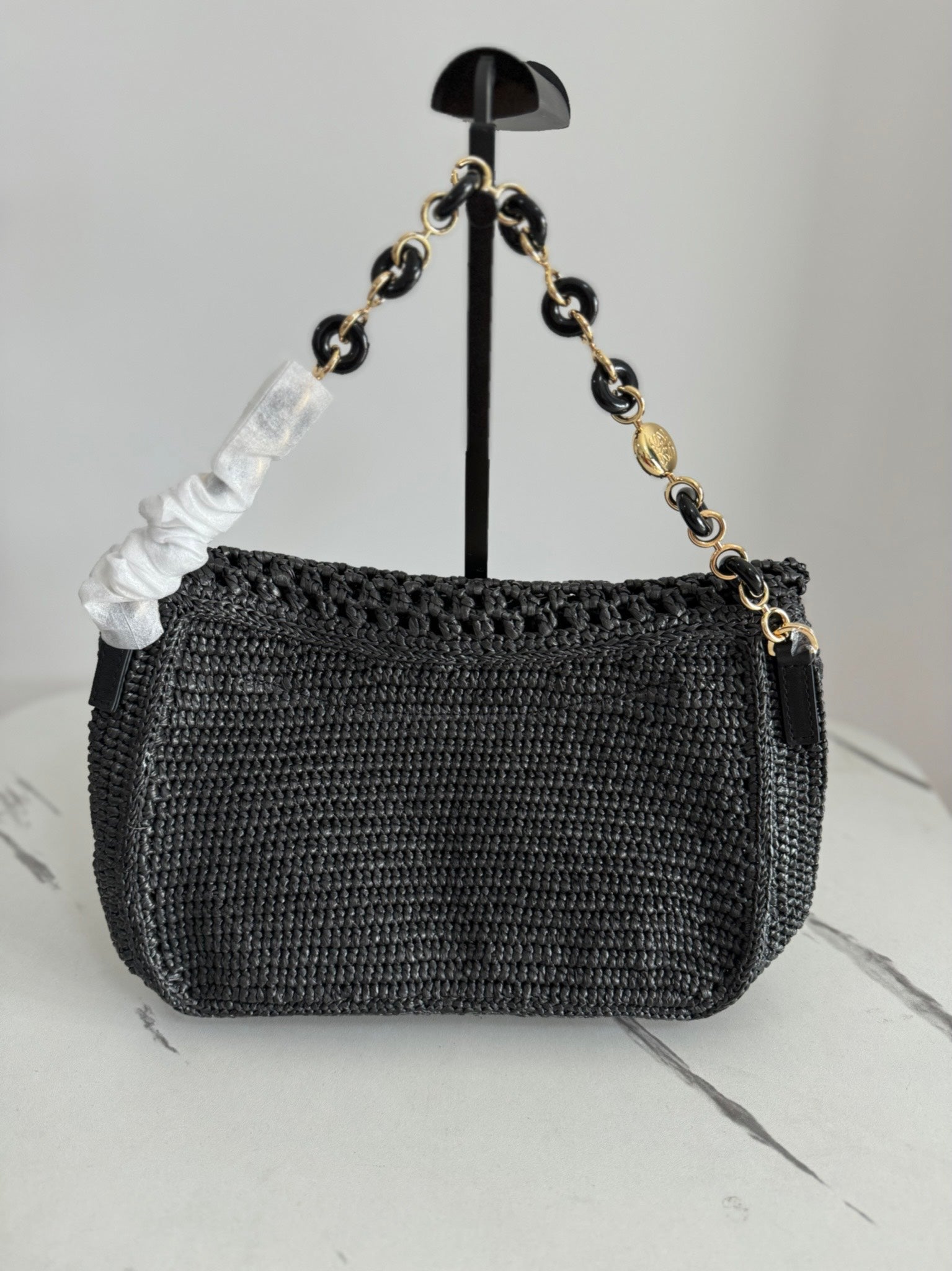 Loewe 2025 Ola 26 Bag Black Raffia Calfskin 274683