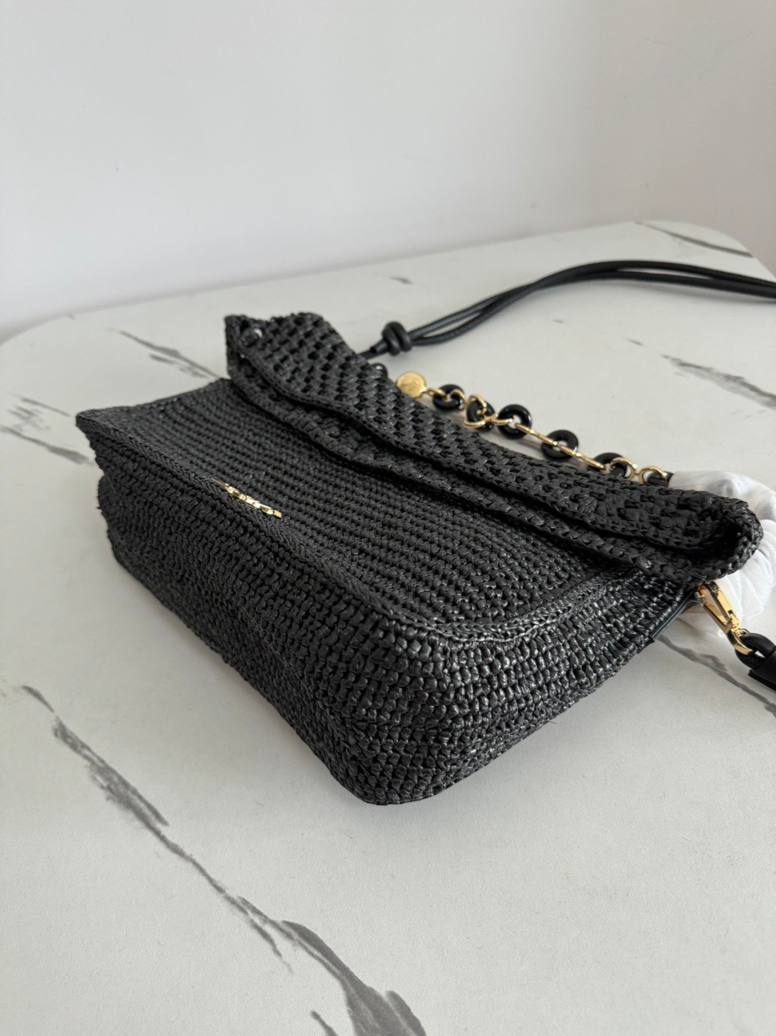 Loewe 2025 Ola 26 Bag Black Raffia Calfskin 274683