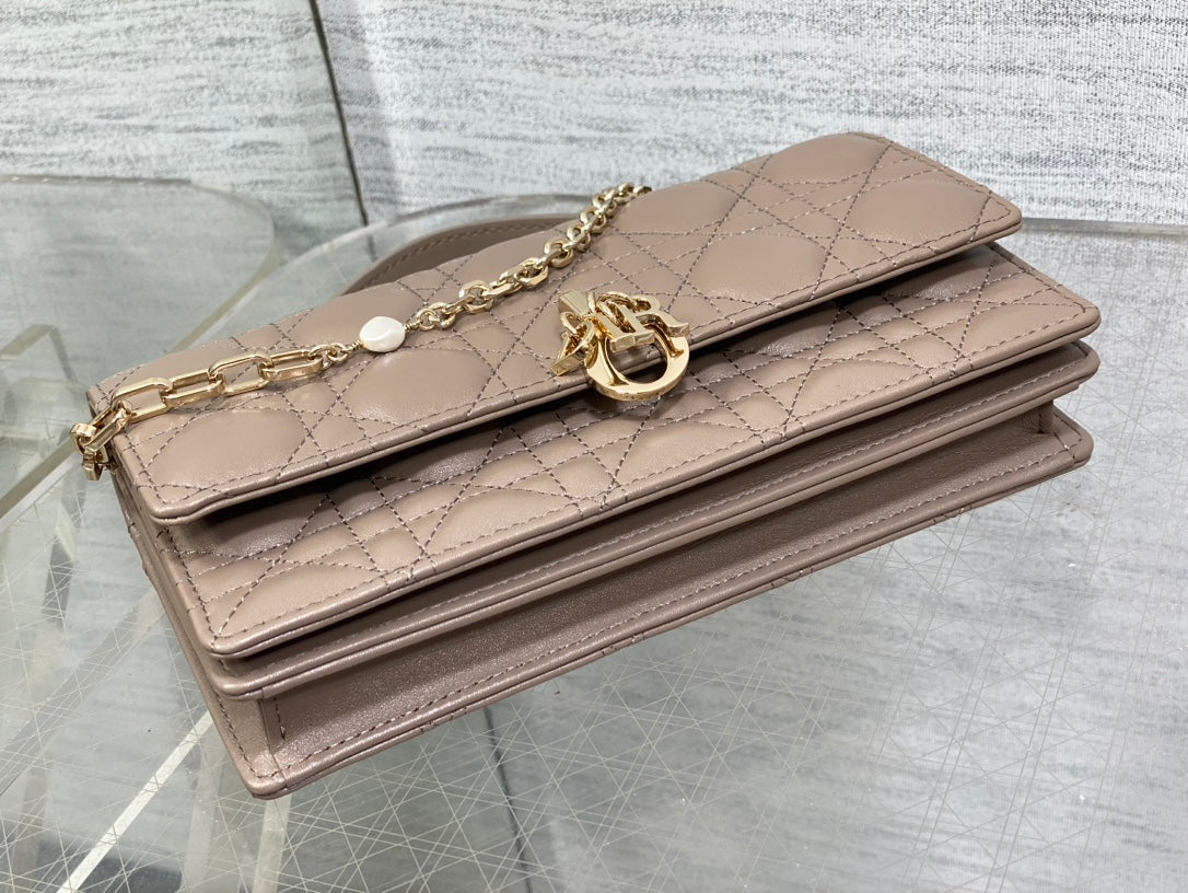 my cd mini 21 dark brown lambskin