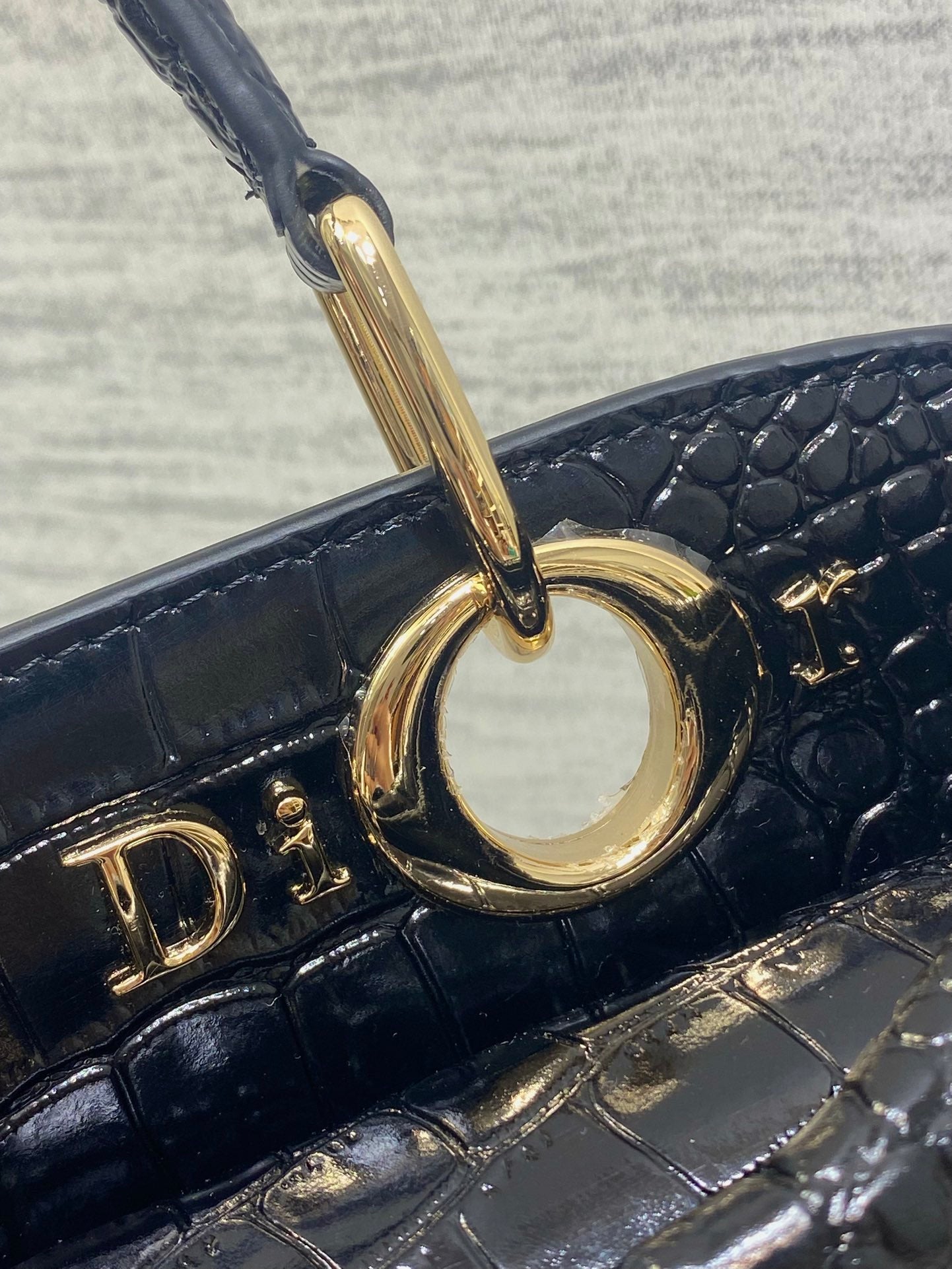 Dior 2025 Crocodile Pattern Bag 28cm Black Leather 272521