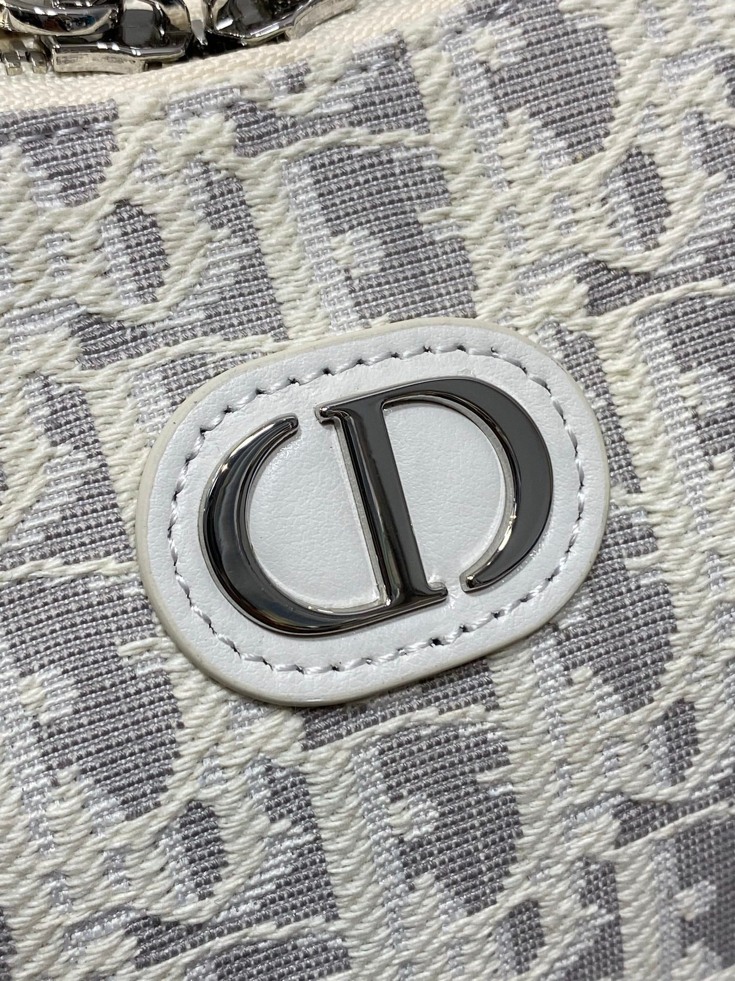 Dior 2026 Diorling 19cm Bag White Grey Cotton Calfskin 289144