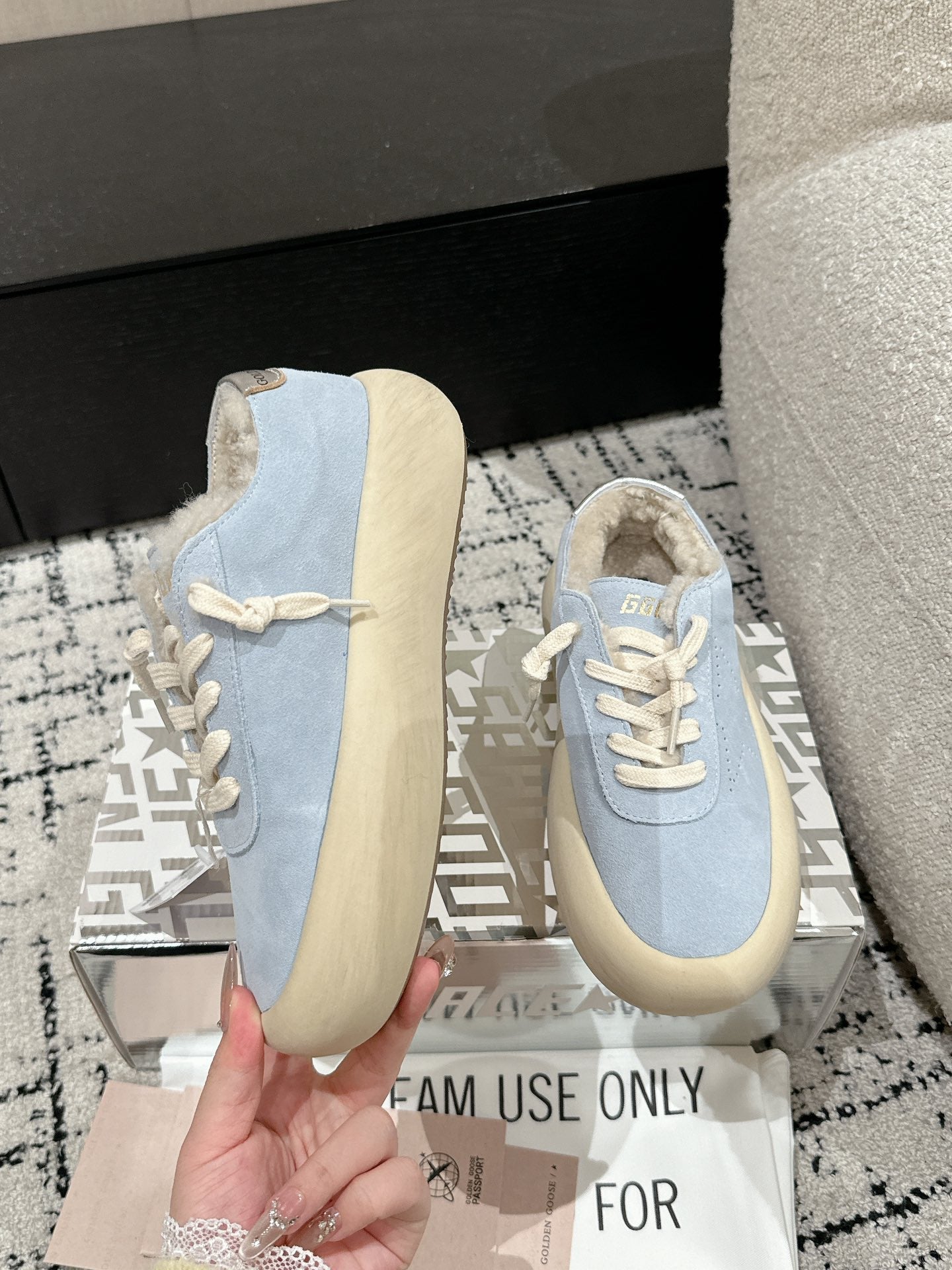 Golden Goose 2025 Space-Star Sabot Sneaker Blue Beige Suede Wool 141172