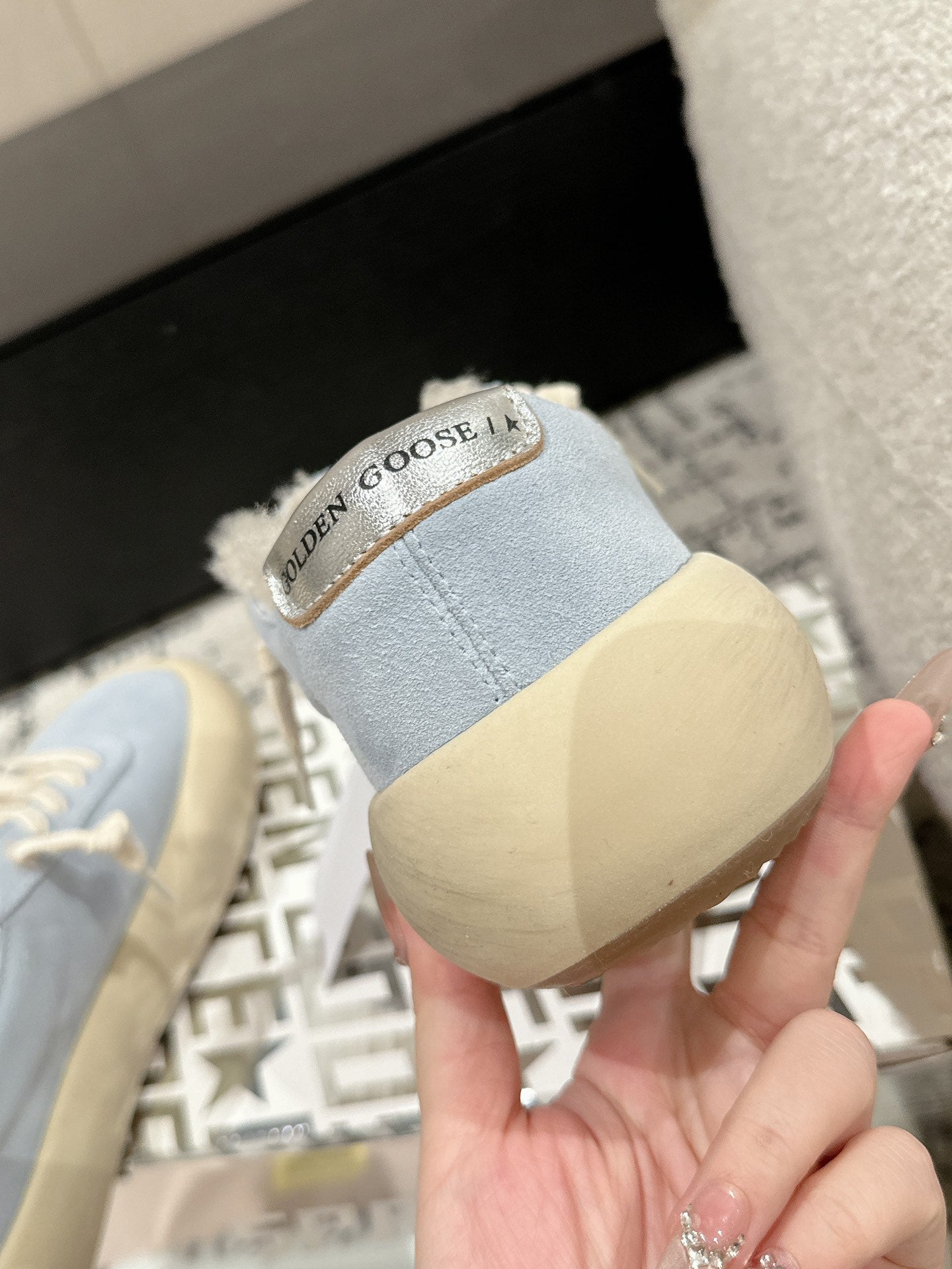 Golden Goose 2025 Space-Star Sabot Sneaker Blue Beige Suede Wool 141172