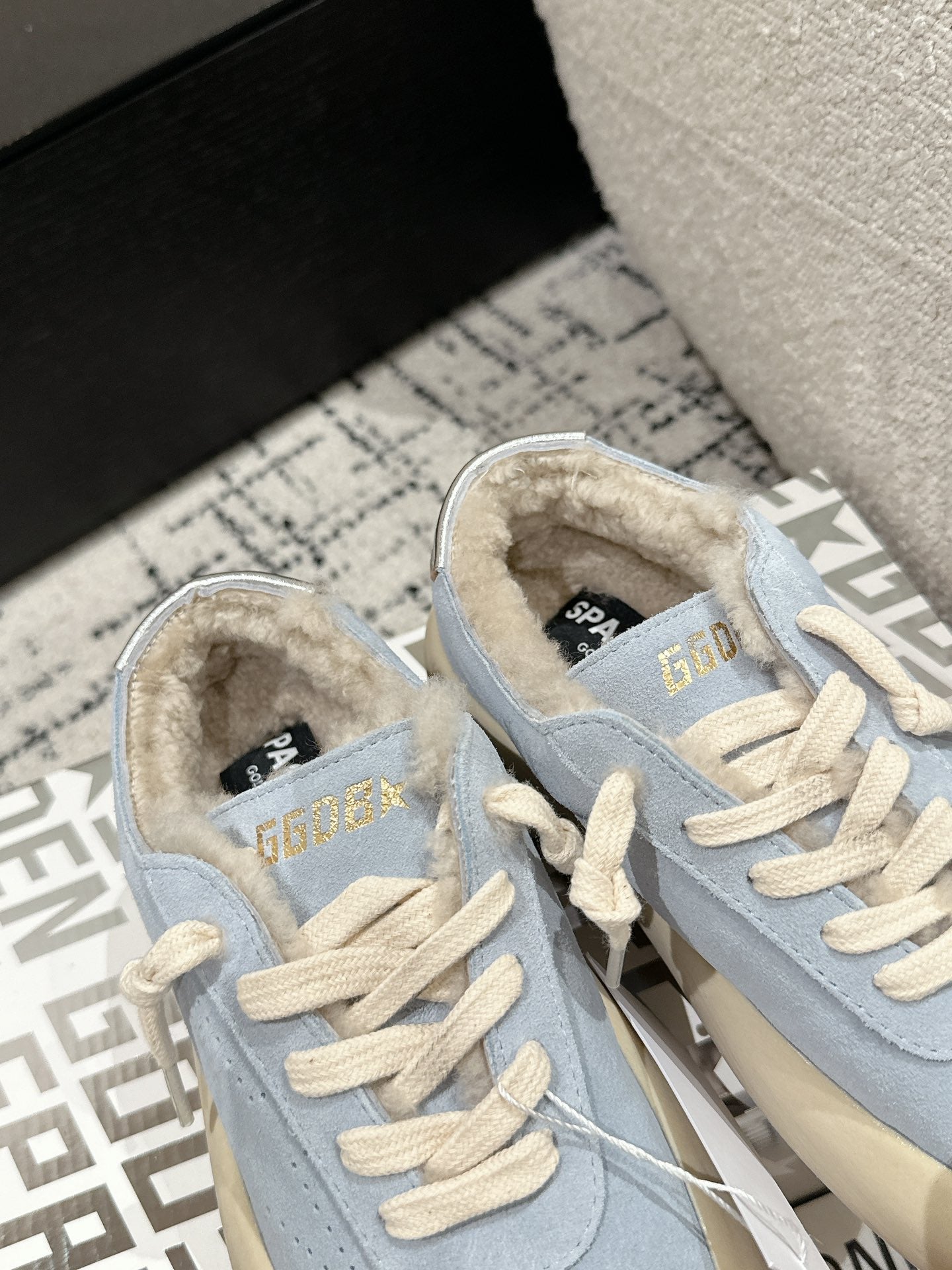 Golden Goose 2025 Space-Star Sabot Sneaker Blue Beige Suede Wool 141172