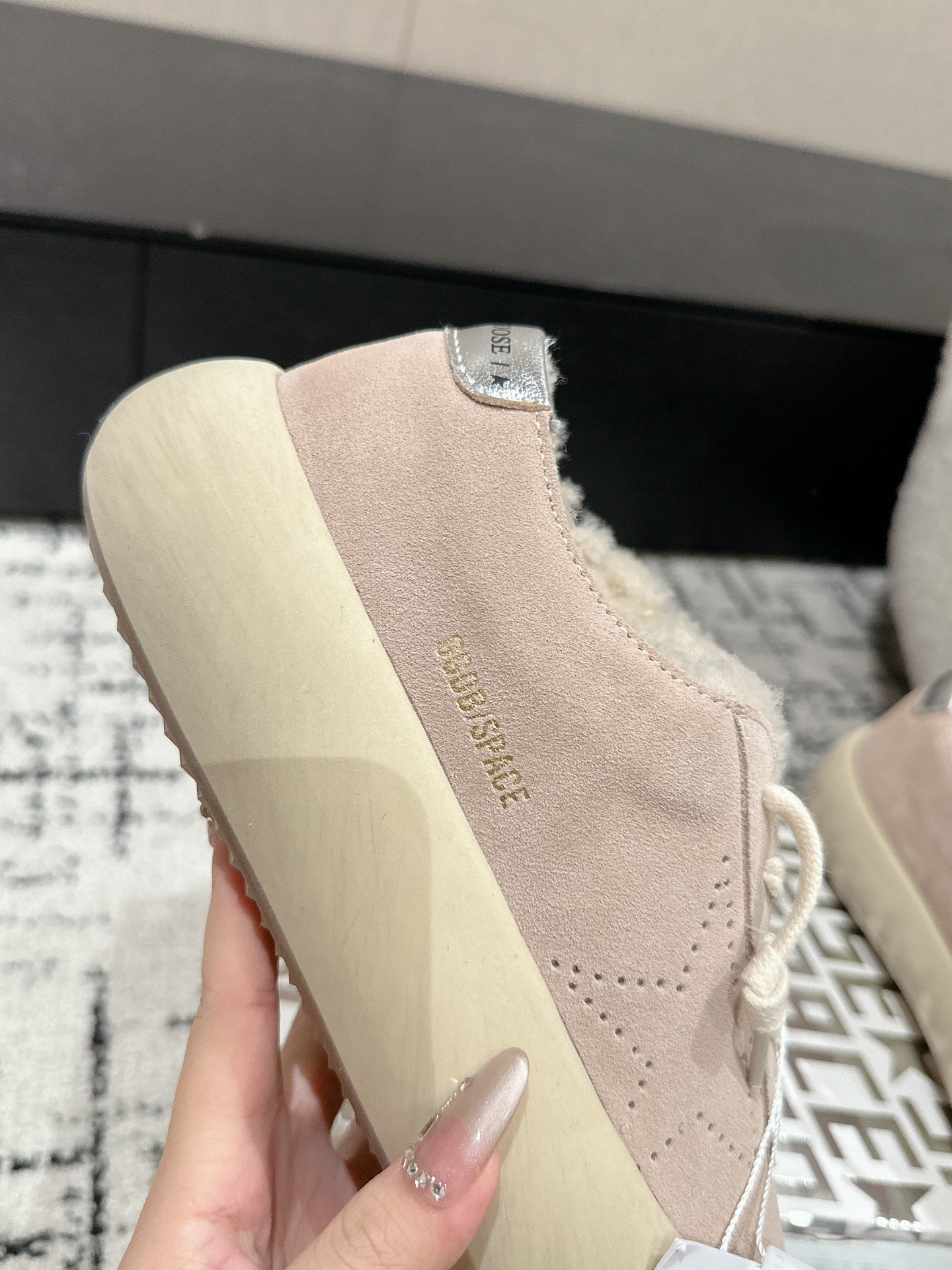 Golden Goose 2025 Space-Star Sabot Sneaker Pink Beige Suede Wool 141169