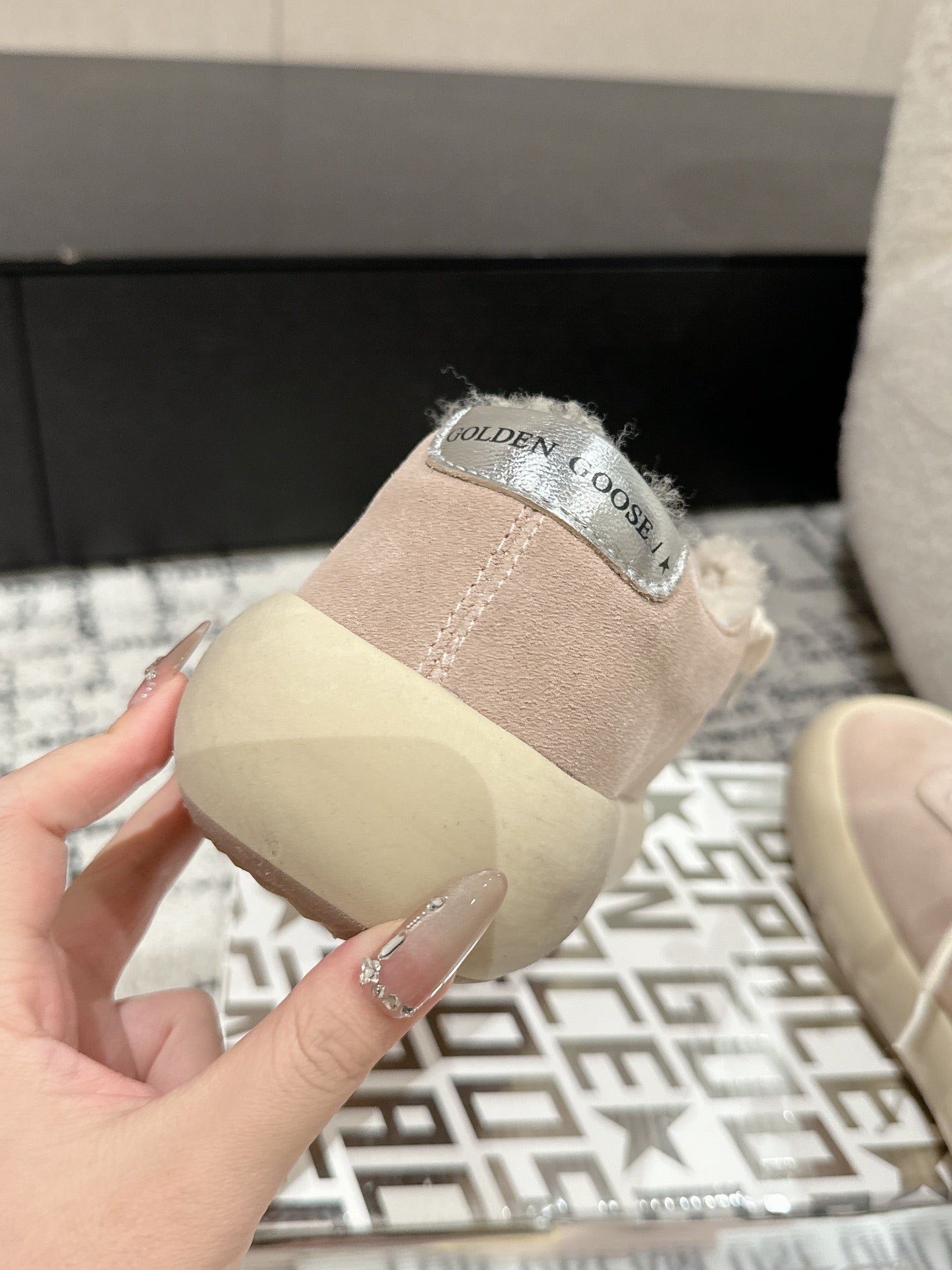 Golden Goose 2025 Space-Star Sabot Sneaker Pink Beige Suede Wool 141169