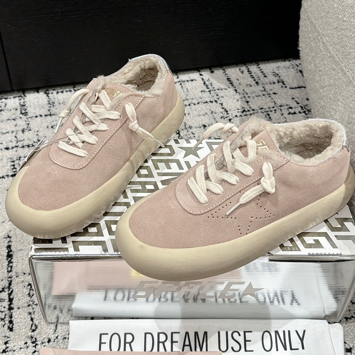 Golden Goose 2025 Space-Star Sabot Sneaker Pink Beige Suede Wool 141169