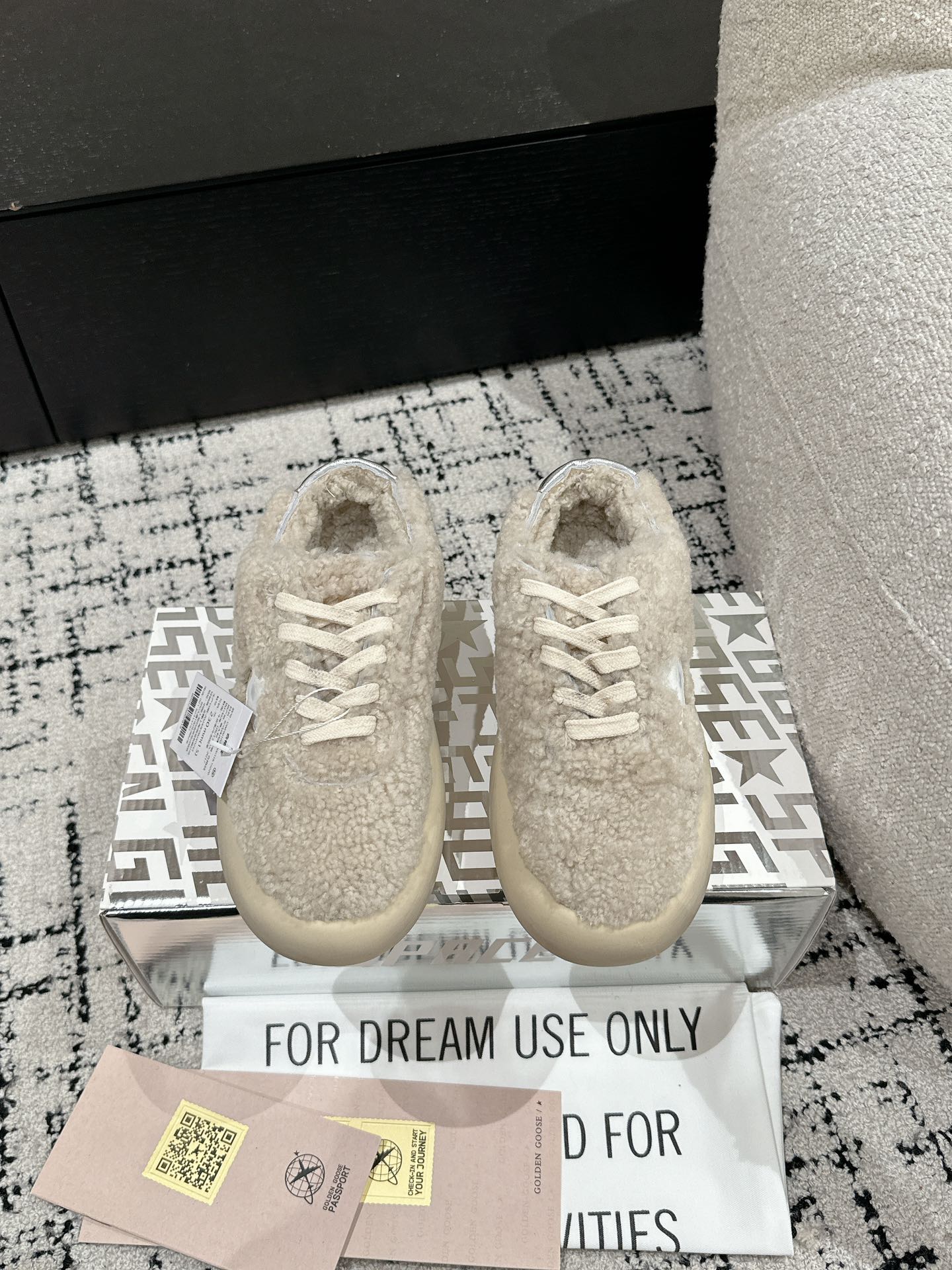 Golden Goose 2025 Space-Star Sabot Sneaker Beige White Wool 141175