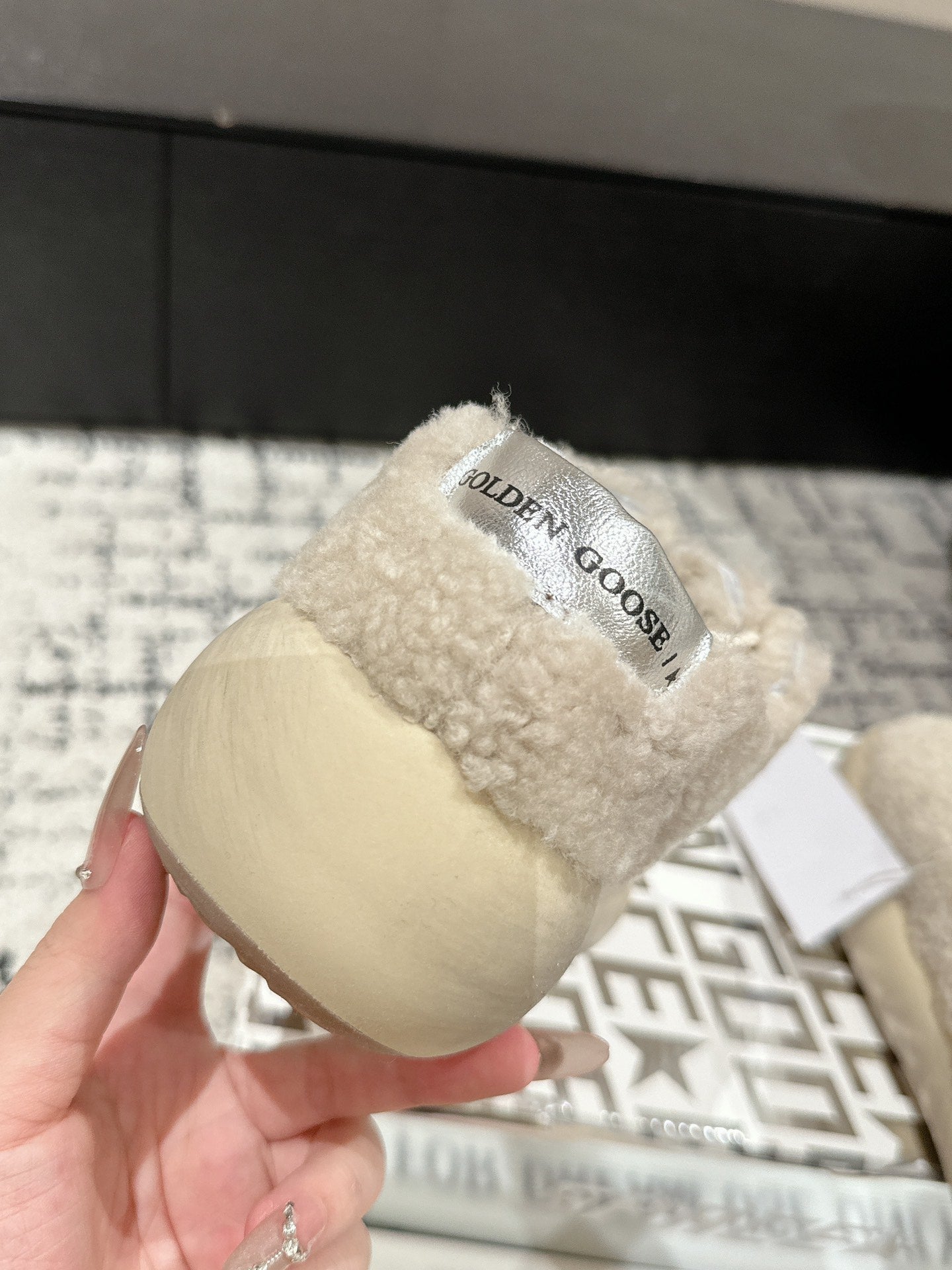 Golden Goose 2025 Space-Star Sabot Sneaker Beige White Wool 141175