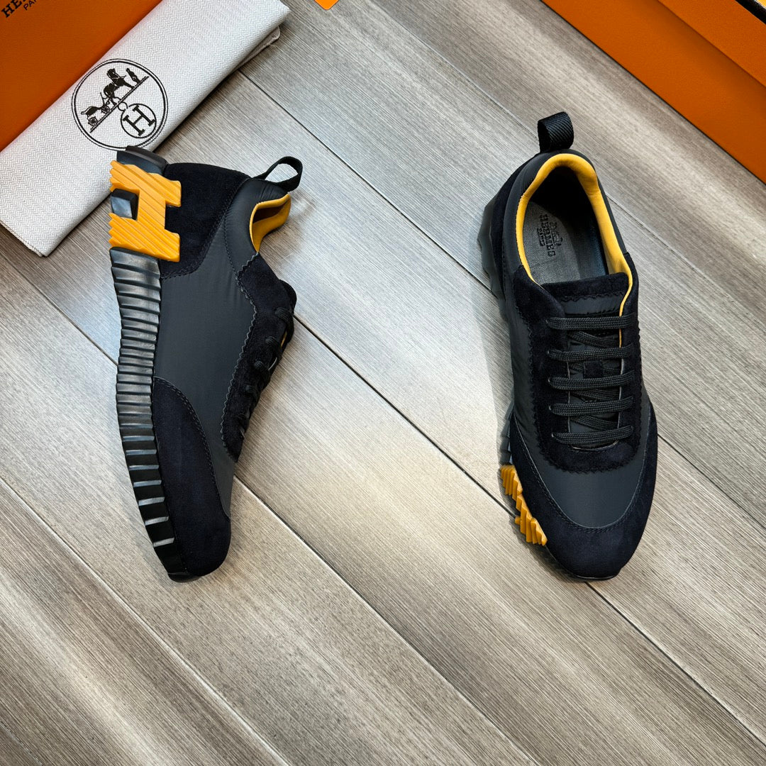 HM BOUNCING SNEAKER BLACK AND YELLOW FABRIC